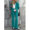 imagePRETTYGARDEN Womens Fall Two Piece Outfits Dressy Blazer Jacket and Wide Leg Pants Pockets Business Casual Office Suit SetsBlue Green