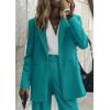 imagePRETTYGARDEN Womens Fall Two Piece Outfits Dressy Blazer Jacket and Wide Leg Pants Pockets Business Casual Office Suit SetsBlue Green