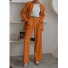 imagePRETTYGARDEN Womens Fall Two Piece Outfits Dressy Blazer Jacket and Wide Leg Pants Pockets Business Casual Office Suit SetsBrown