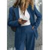 imagePRETTYGARDEN Womens Fall Two Piece Outfits Dressy Blazer Jacket and Wide Leg Pants Pockets Business Casual Office Suit SetsDark Blue