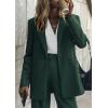 imagePRETTYGARDEN Womens Fall Two Piece Outfits Dressy Blazer Jacket and Wide Leg Pants Pockets Business Casual Office Suit SetsDark Green