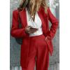 imagePRETTYGARDEN Womens Fall Two Piece Outfits Dressy Blazer Jacket and Wide Leg Pants Pockets Business Casual Office Suit SetsRed