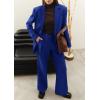 imagePRETTYGARDEN Womens Fall Two Piece Outfits Dressy Blazer Jacket and Wide Leg Pants Pockets Business Casual Office Suit SetsRoyal Blue