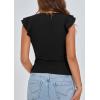imagePRETTYGARDEN Womens V Neck Summer Tops Ruffle Sleeveless Slim Fit T Shirts Going Out Casual Blouses 2025Black