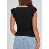 imagePRETTYGARDEN Womens V Neck Summer Tops Ruffle Sleeveless Slim Fit T Shirts Going Out Casual Blouses 2025Black White
