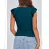 imagePRETTYGARDEN Womens V Neck Summer Tops Ruffle Sleeveless Slim Fit T Shirts Going Out Casual Blouses 2025Dark Blue