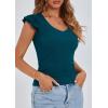 imagePRETTYGARDEN Womens V Neck Summer Tops Ruffle Sleeveless Slim Fit T Shirts Going Out Casual Blouses 2025Dark Blue