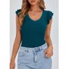 imagePRETTYGARDEN Womens V Neck Summer Tops Ruffle Sleeveless Slim Fit T Shirts Going Out Casual Blouses 2025Dark Blue