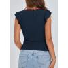 imagePRETTYGARDEN Womens V Neck Summer Tops Ruffle Sleeveless Slim Fit T Shirts Going Out Casual Blouses 2025Navy