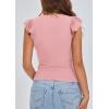 imagePRETTYGARDEN Womens V Neck Summer Tops Ruffle Sleeveless Slim Fit T Shirts Going Out Casual Blouses 2025Pink