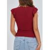 imagePRETTYGARDEN Womens V Neck Summer Tops Ruffle Sleeveless Slim Fit T Shirts Going Out Casual Blouses 2025Wine Red