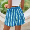 imagePRETTYGARDEN Boxer Shorts for Women 2025 Spring Striped PJ Y2K Casual Cotton Pajama Summer Lounge Sleep Bottoms with PocketsStriped Blue Green
