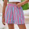 imagePRETTYGARDEN Boxer Shorts for Women 2025 Spring Striped PJ Y2K Casual Cotton Pajama Summer Lounge Sleep Bottoms with PocketsStriped Pink Lake Blue