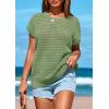 imagePRETTYGARDEN Womens Spring Tops 2025 Summer Shirts Crochet Cap Sleeve Sweater Pullover Cute Crew Neck Beach Cover UpsBean Green