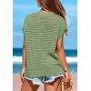 imagePRETTYGARDEN Womens Spring Tops 2025 Summer Shirts Crochet Cap Sleeve Sweater Pullover Cute Crew Neck Beach Cover UpsBean Green