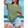 imagePRETTYGARDEN Womens Spring Tops 2025 Summer Shirts Crochet Cap Sleeve Sweater Pullover Cute Crew Neck Beach Cover UpsBean Green