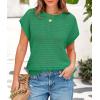 imagePRETTYGARDEN Womens Spring Tops 2025 Summer Shirts Crochet Cap Sleeve Sweater Pullover Cute Crew Neck Beach Cover UpsGreen
