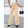 imagePRETTYGARDEN Womens Wide Leg Dress Pants Dressy Casual High Elastic Waisted Work Office Trousers Palazzo PantsBeige
