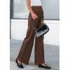 imagePRETTYGARDEN Womens Wide Leg Dress Pants Dressy Casual High Elastic Waisted Work Office Trousers Palazzo PantsCoffee