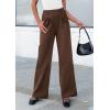 imagePRETTYGARDEN Womens Wide Leg Dress Pants Dressy Casual High Elastic Waisted Work Office Trousers Palazzo PantsCoffee