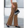 imagePRETTYGARDEN Womens Wide Leg Dress Pants Dressy Casual High Elastic Waisted Work Office Trousers Palazzo PantsKhaki