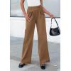 imagePRETTYGARDEN Womens Wide Leg Dress Pants Dressy Casual High Elastic Waisted Work Office Trousers Palazzo PantsKhaki