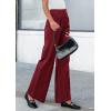 imagePRETTYGARDEN Womens Wide Leg Dress Pants Dressy Casual High Elastic Waisted Work Office Trousers Palazzo PantsWine Red