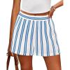 imagePRETTYGARDEN Boxer Shorts for Women 2025 Spring Striped PJ Y2K Casual Cotton Pajama Summer Lounge Sleep Bottoms with PocketsStriped White Blue
