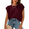 imagePRETTYGARDEN Womens Spring Tops 2025 Summer Shirts Crochet Cap Sleeve Sweater Pullover Cute Crew Neck Beach Cover UpsWine Red
