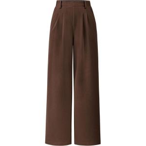 imagePRETTYGARDEN Womens Wide Leg Dress Pants Dressy Casual High Elastic Waisted Work Office Trousers Palazzo PantsCoffee