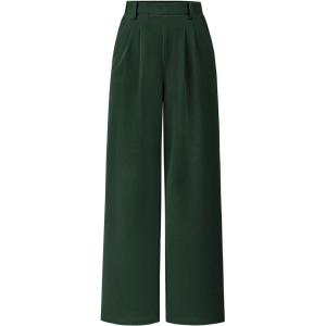 imagePRETTYGARDEN Womens Wide Leg Dress Pants Dressy Casual High Elastic Waisted Work Office Trousers Palazzo PantsDark Green