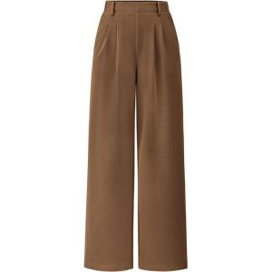 imagePRETTYGARDEN Womens Wide Leg Dress Pants Dressy Casual High Elastic Waisted Work Office Trousers Palazzo PantsKhaki