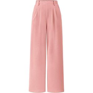 imagePRETTYGARDEN Womens Wide Leg Dress Pants Dressy Casual High Elastic Waisted Work Office Trousers Palazzo PantsPink