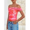 imagePRETTYGARDEN Off The Shoulder Tops for Women 2025 Summer Short Sleeve Ruched Slim Fit Shirts Blouses Y2K Going Out TopFloral Pink