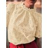 imagePRETTYGARDEN Summer Tops for Women 2025 Trendy Short Sleeve Eyelet Embroidered Dressy Casual Blouse ShirtsBeige Yellow