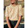 imagePRETTYGARDEN Summer Tops for Women 2025 Trendy Short Sleeve Eyelet Embroidered Dressy Casual Blouse ShirtsBeige Yellow
