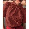 imagePRETTYGARDEN Summer Tops for Women 2025 Trendy Short Sleeve Eyelet Embroidered Dressy Casual Blouse ShirtsBrown Red