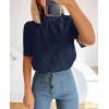 imagePRETTYGARDEN Summer Tops for Women 2025 Trendy Short Sleeve Eyelet Embroidered Dressy Casual Blouse ShirtsNavy