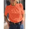 imagePRETTYGARDEN Summer Tops for Women 2025 Trendy Short Sleeve Eyelet Embroidered Dressy Casual Blouse ShirtsOrange