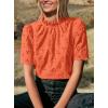 imagePRETTYGARDEN Summer Tops for Women 2025 Trendy Short Sleeve Eyelet Embroidered Dressy Casual Blouse ShirtsOrange
