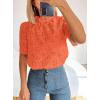 imagePRETTYGARDEN Summer Tops for Women 2025 Trendy Short Sleeve Eyelet Embroidered Dressy Casual Blouse ShirtsOrange