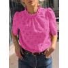 imagePRETTYGARDEN Summer Tops for Women 2025 Trendy Short Sleeve Eyelet Embroidered Dressy Casual Blouse ShirtsRose Red