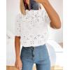 imagePRETTYGARDEN Summer Tops for Women 2025 Trendy Short Sleeve Eyelet Embroidered Dressy Casual Blouse ShirtsWhite