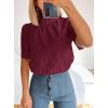 imagePRETTYGARDEN Summer Tops for Women 2025 Trendy Short Sleeve Eyelet Embroidered Dressy Casual Blouse ShirtsWine Red