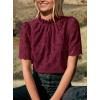 imagePRETTYGARDEN Summer Tops for Women 2025 Trendy Short Sleeve Eyelet Embroidered Dressy Casual Blouse ShirtsWine Red
