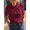 imagePRETTYGARDEN Summer Tops for Women 2025 Trendy Short Sleeve Eyelet Embroidered Dressy Casual Blouse ShirtsWine Red