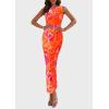 imagePRETTYGARDEN Wedding Guest Dresses for Women 2025 Summer Resort Wear Sexy Floral Bodycon Sleeveless Mesh Maxi Long DressFloral Orange