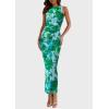 imagePRETTYGARDEN Wedding Guest Dresses for Women 2025 Summer Resort Wear Sexy Floral Bodycon Sleeveless Mesh Maxi Long DressGreen Floral