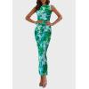 imagePRETTYGARDEN Wedding Guest Dresses for Women 2025 Summer Resort Wear Sexy Floral Bodycon Sleeveless Mesh Maxi Long DressGreen Floral