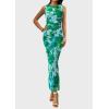 imagePRETTYGARDEN Wedding Guest Dresses for Women 2025 Summer Resort Wear Sexy Floral Bodycon Sleeveless Mesh Maxi Long DressGreen Floral